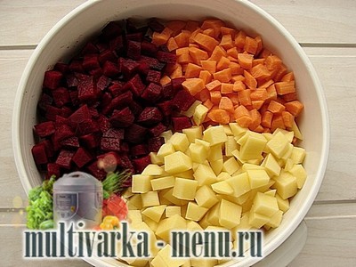приготовление салата винегрет в мультиварке Салат винегрет в мультиварке
