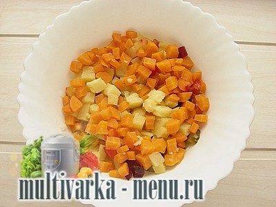приготовление салата винегрет в мультиварке Салат винегрет в мультиварке