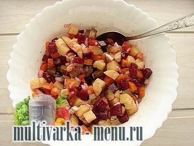 приготовление салата винегрет в мультиварке Салат винегрет в мультиварке