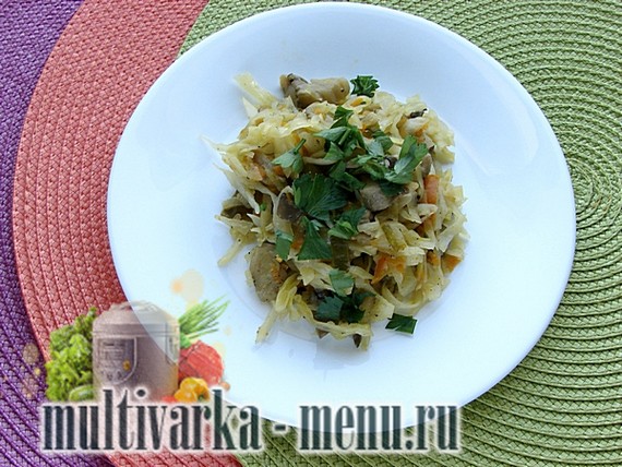 Тушеная капуста в мультиварке с грибами рецепт тушеной капусты в мультиварке с грибами