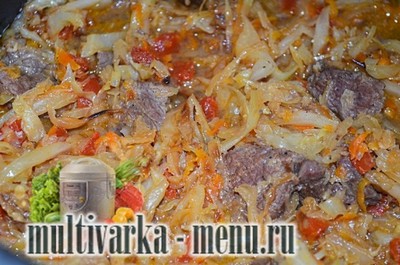 капуста тушеная с говядиной в мультиварке Приготовление капусты тушеной с говядиной в мультиварке