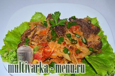 капуста тушеная с говядиной в мультиварке Приготовление капусты тушеной с говядиной в мультиварке