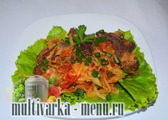 капуста тушеная с говядиной в мультиварке Приготовление капусты тушеной с говядиной в мультиварке