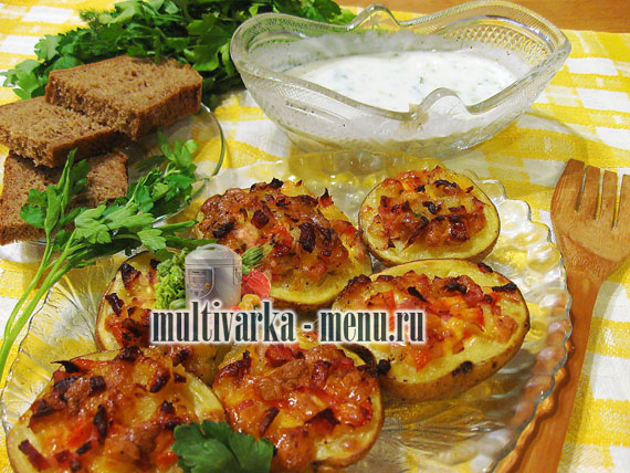 фаршированный картофель в мультиварке картошка в мультиварке