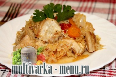 Тушеная капуста с куриной грудкой Тушеная капуста с куриной грудкой