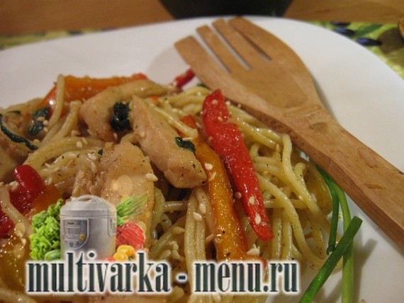 рецепт спагетти по-азиатски в мультиварке  