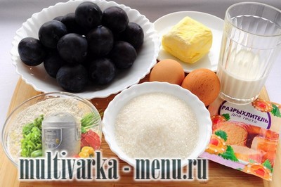 сливовый пирог в мультиварке рецепт сливового пирога вмультиварке