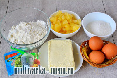 пирог с ананасами в мультиварке как приготовить пирог в мультиварке